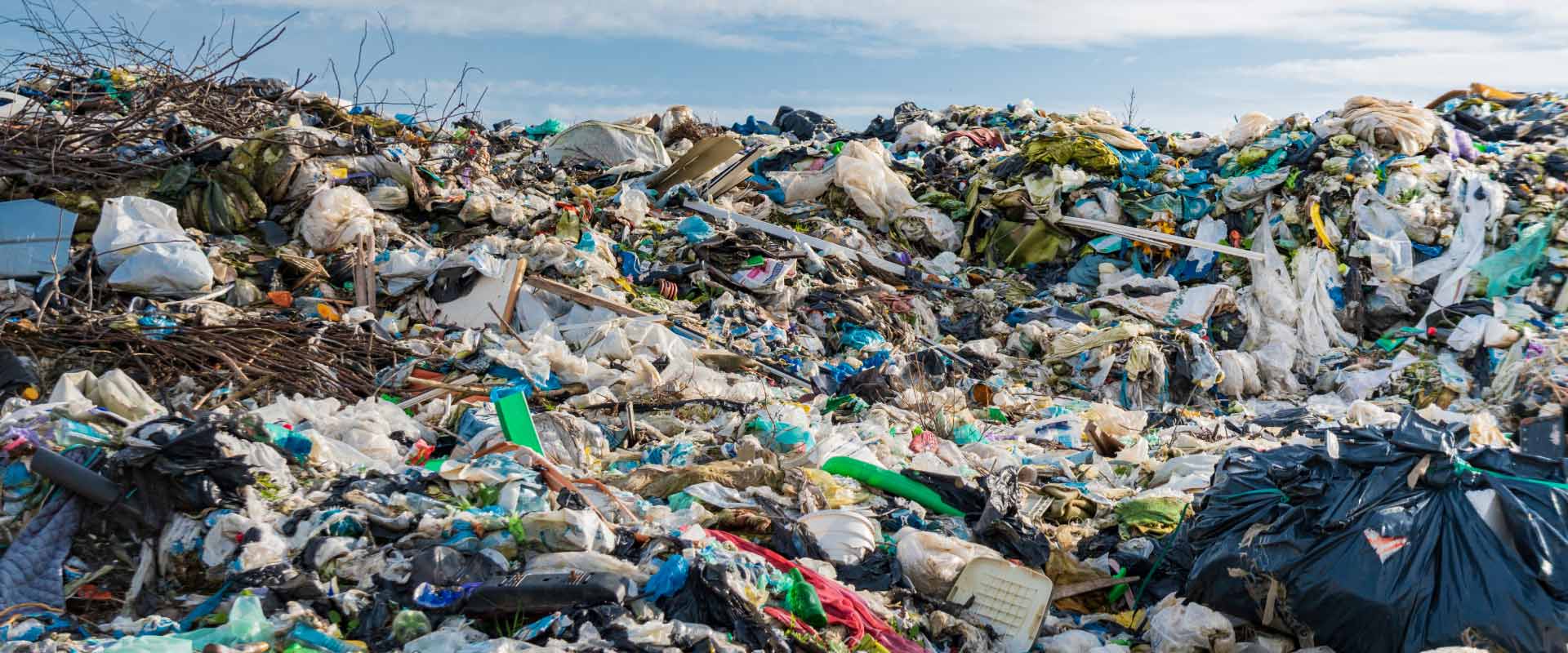 A pile of garbage at a landfill